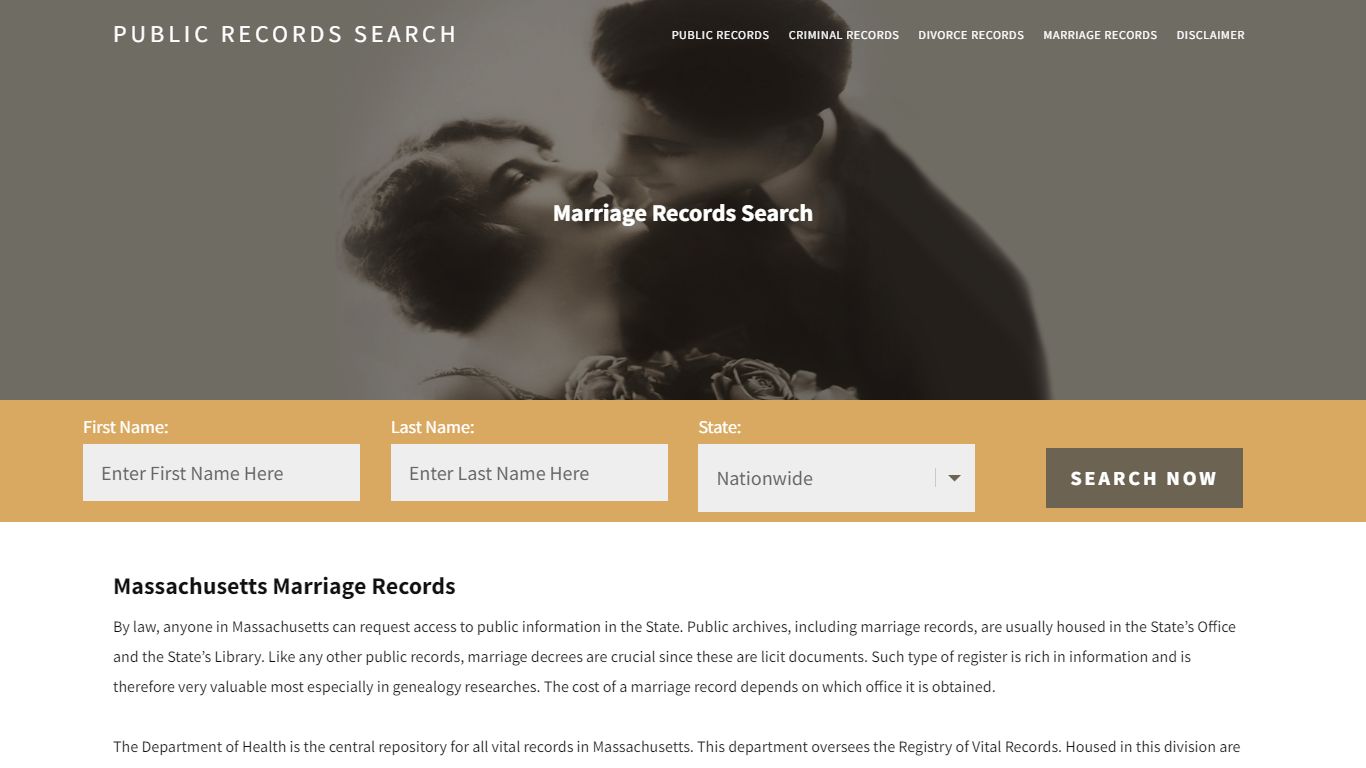 Massachusetts Marriage Records | Enter Name and Search|14 Days Free